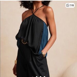 Banana Republic Factory Black and Blue Halter Top